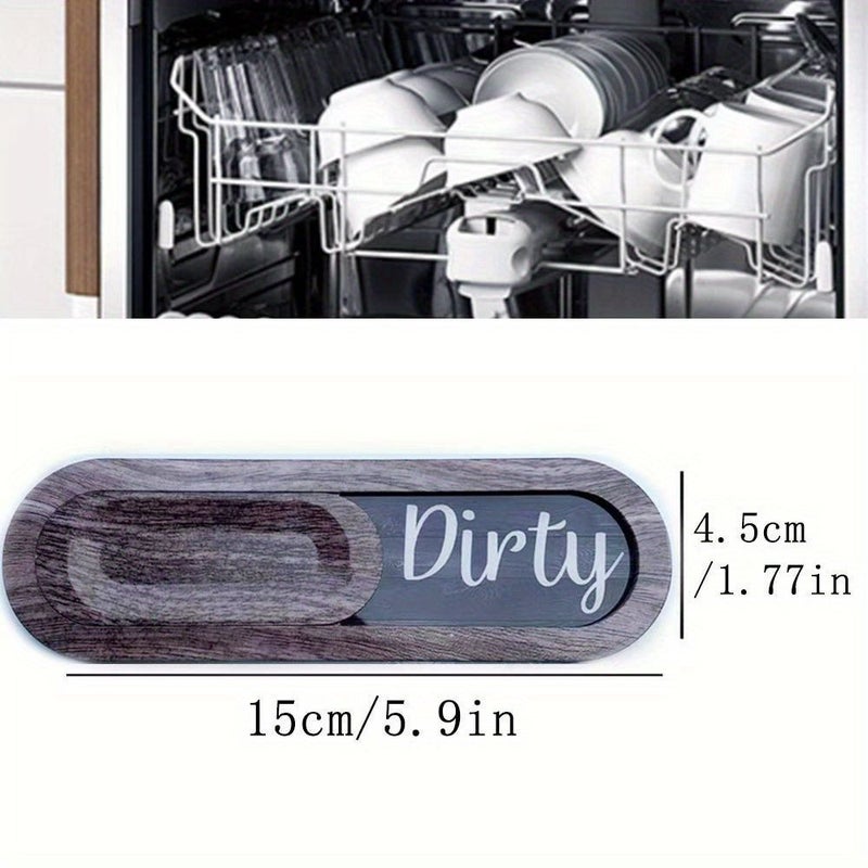 Elliptical Light Coffee Color Dishwasher Sticker 1pc Acrylic Magnetic Indicator Clean Dirty Sign Silk Screen Printing UV Process ABS Spray Painting Home Decoration Universal Kitchen Magnet - Image 3