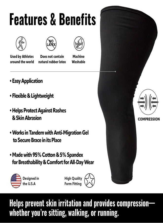 Braceapedia Undersleeve for Knee Brace, Lightweight Cotton/Spandex Leg Support and Skin Protection, Knee Sleeve, Leg Sleeves for Men and Women, Knee Brace Sleeve, Brace Not Included, Black, Plus - Image 4