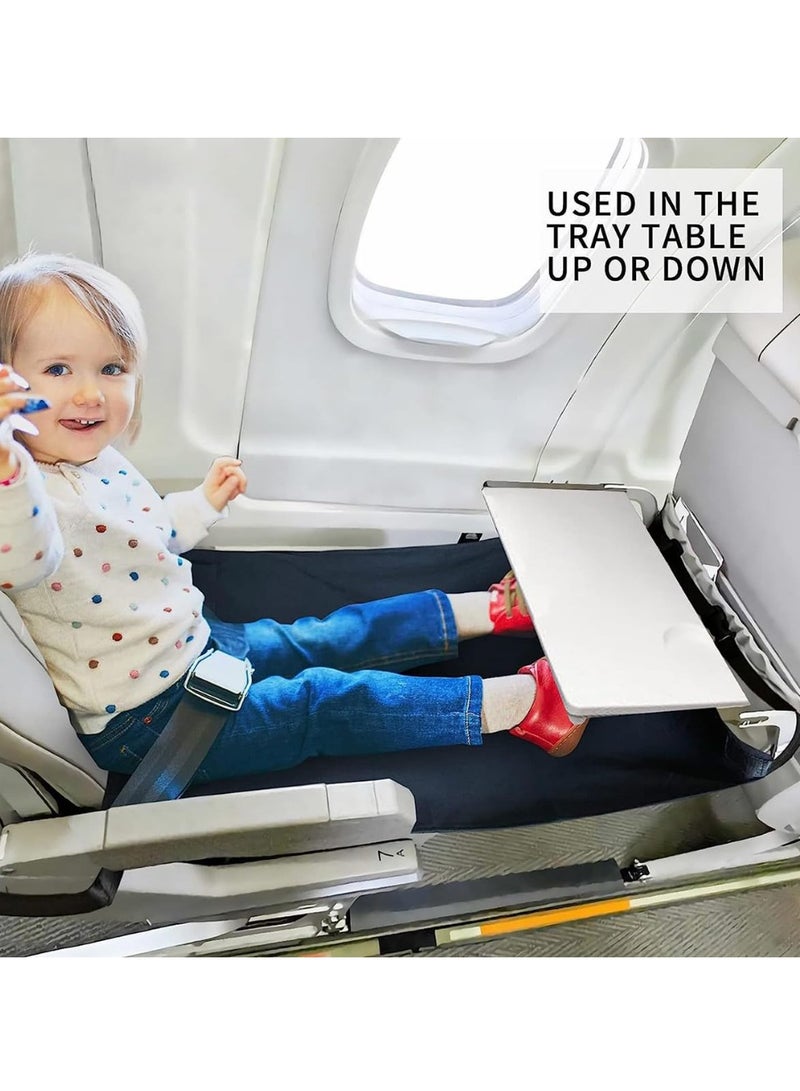إي سي في في سرير طائرة للأطفال الصغار، مسند للقدمين قابل للحمل لتمديد المقعد للأطفال، أساسيات السفر بالطائرة، أرجوحة قدم لراحة الساق والاستلقاء باللون الأسود - Image 2