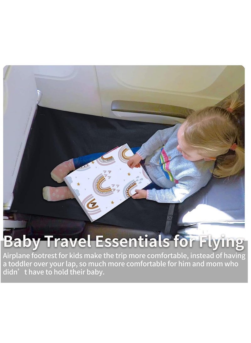 إي سي في في سرير طائرة للأطفال الصغار، مسند للقدمين قابل للحمل لتمديد المقعد للأطفال، أساسيات السفر بالطائرة، أرجوحة قدم لراحة الساق والاستلقاء باللون الأسود - Image 3