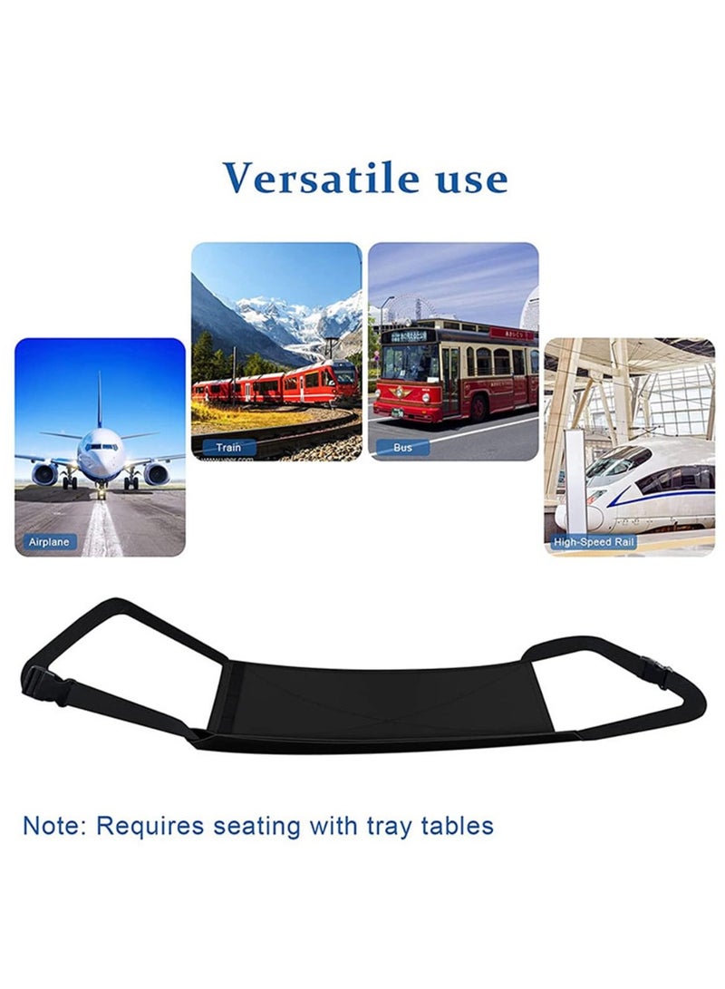 إي سي في في سرير طائرة للأطفال الصغار، مسند للقدمين قابل للحمل لتمديد المقعد للأطفال، أساسيات السفر بالطائرة، أرجوحة قدم لراحة الساق والاستلقاء باللون الأسود - Image 4