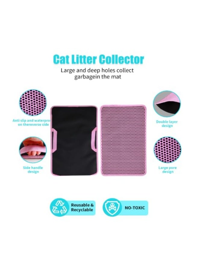 Large Pink Cat Litter Mat | Anti-Tracking Design | Soft, Waterproof & Washable - Image 2