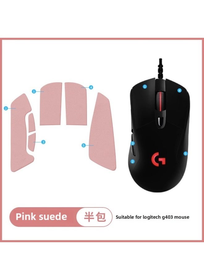 Generic Suitable For Logitech G703/G603/G403 Mouse Anti-slip Sticker Special Sweat-absorbent Anti-sweat Side Sticker Foot Sticker Foot Mat Film-color:[Half Pack] A Pair Of Pink Suede Mouse Stickers  - Image 1