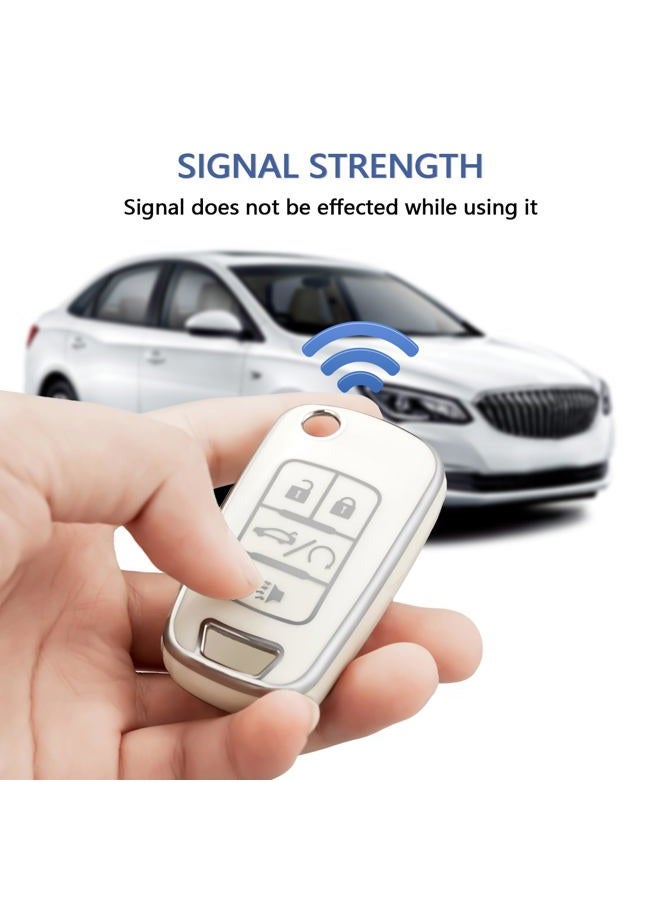 OFFCURVE for Chevy Buick Key Fob Cover, TPU Key Fob Case Cover for Chevy Chevrolet Buick Encore GMC Terrain Malibu Camaro Cruze Impala Equinox Volt Spark Sonic Car Smart Key Shell Accessories, White - Image 5