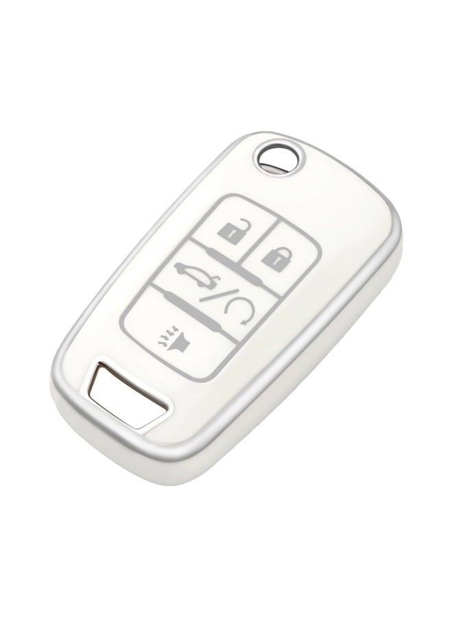 OFFCURVE for Chevy Buick Key Fob Cover, TPU Key Fob Case Cover for Chevy Chevrolet Buick Encore GMC Terrain Malibu Camaro Cruze Impala Equinox Volt Spark Sonic Car Smart Key Shell Accessories, White - Image 1