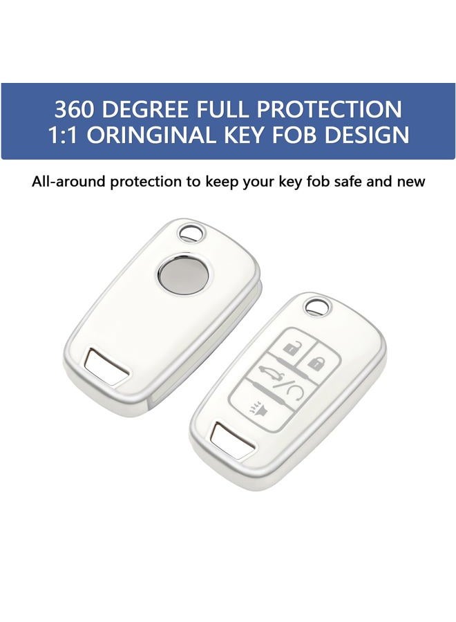 OFFCURVE for Chevy Buick Key Fob Cover, TPU Key Fob Case Cover for Chevy Chevrolet Buick Encore GMC Terrain Malibu Camaro Cruze Impala Equinox Volt Spark Sonic Car Smart Key Shell Accessories, White - Image 3