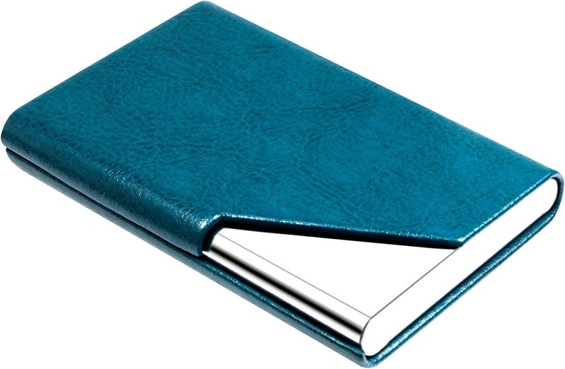 Padike Business Card Holder, PU Leather & Stainless Steel Multi Card Case for Men & Women, Name Card Holder, Credit Card Wallet, ID Case/Holder with Magnetic Closure (Z-Seagreen) - Image 1