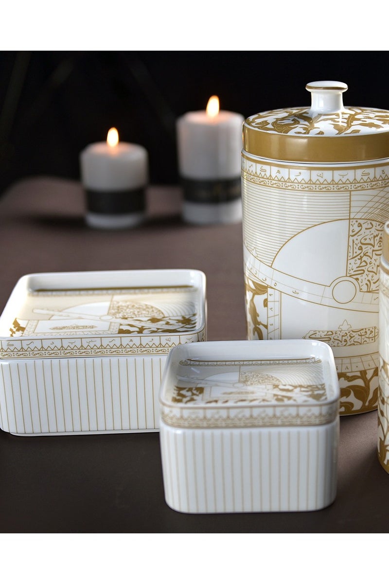 RAK Porcelain Rak Porcelain Phantasm Chocolate Box  16cm Square |  Elegant  Porcelain  Candy Box in  Gold Finish   Celestial-Inspired , Decorative Storage Box  with Lid |Gift Box - Image 3