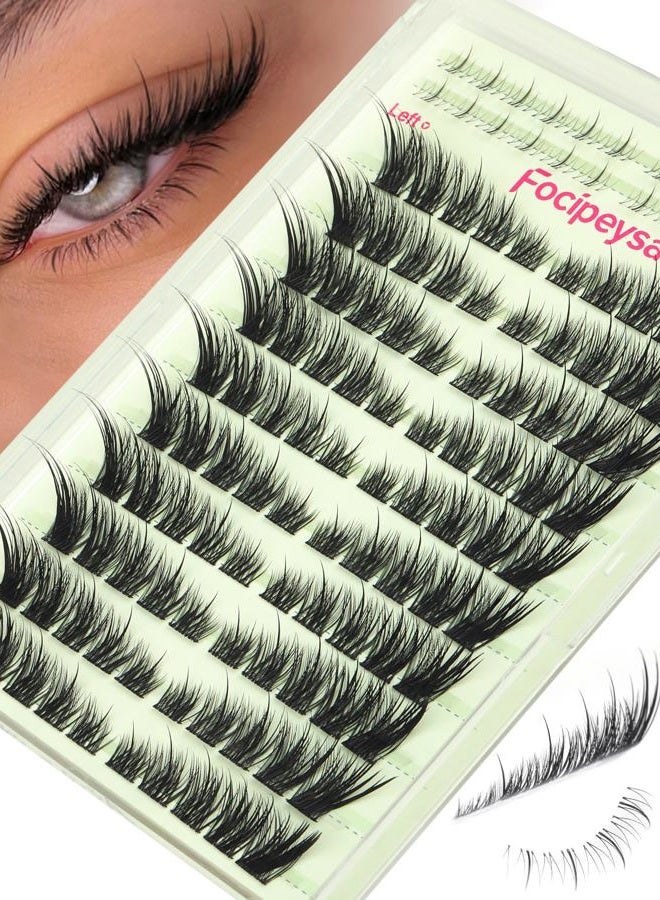 Focipeysa Wispy Lash Clusters Spiky Eyelash Clusters 10-18mm Eyelash Extensions Fox Eye Eyelash Right Left Individual Lashes Cat Eye Lashes Thin Soft Lash Extension Waterproof Lash Cluster - Image 1