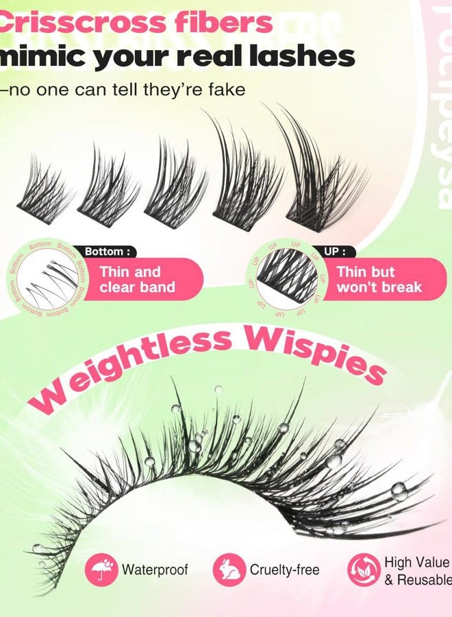 Focipeysa Wispy Lash Clusters Spiky Eyelash Clusters 10-18mm Eyelash Extensions Fox Eye Eyelash Right Left Individual Lashes Cat Eye Lashes Thin Soft Lash Extension Waterproof Lash Cluster - Image 5