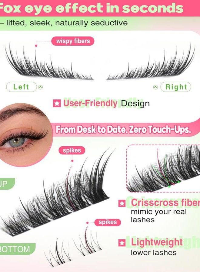 Focipeysa Wispy Lash Clusters Spiky Eyelash Clusters 10-18mm Eyelash Extensions Fox Eye Eyelash Right Left Individual Lashes Cat Eye Lashes Thin Soft Lash Extension Waterproof Lash Cluster - Image 3