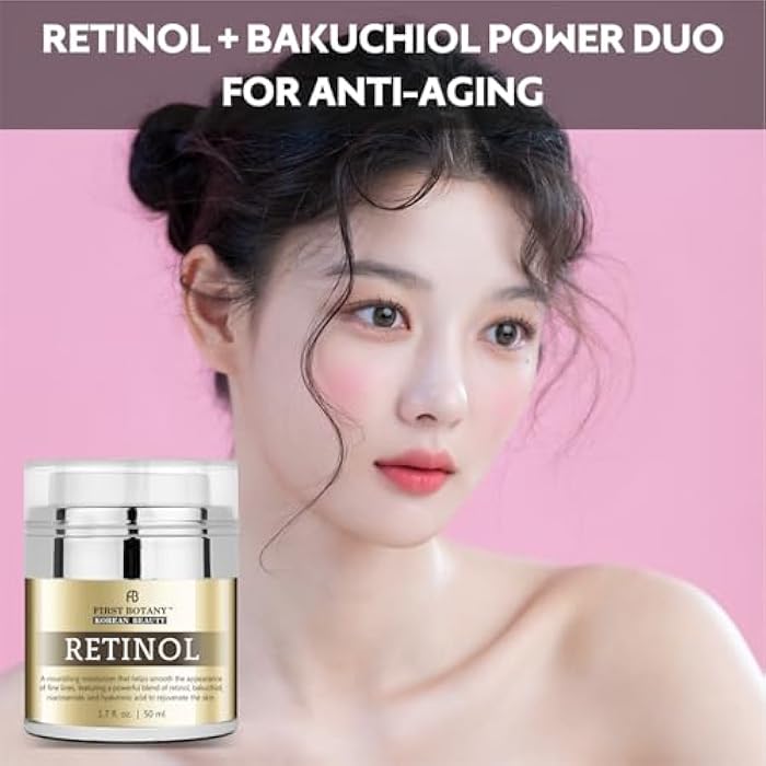First Botany Korean Retinol Moisturizer Face Cream - Hydrating Anti-Aging Facial & Neck Cream with Bakuchiol, Niacinamide & Hyaluronic Acid - Made in Korea, Cruelty-Free 1.7 Fl Oz - Image 2