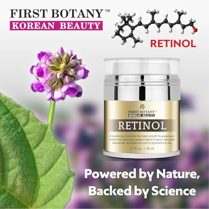 First Botany Korean Retinol Moisturizer Face Cream - Hydrating Anti-Aging Facial & Neck Cream with Bakuchiol, Niacinamide & Hyaluronic Acid - Made in Korea, Cruelty-Free 1.7 Fl Oz - Image 5