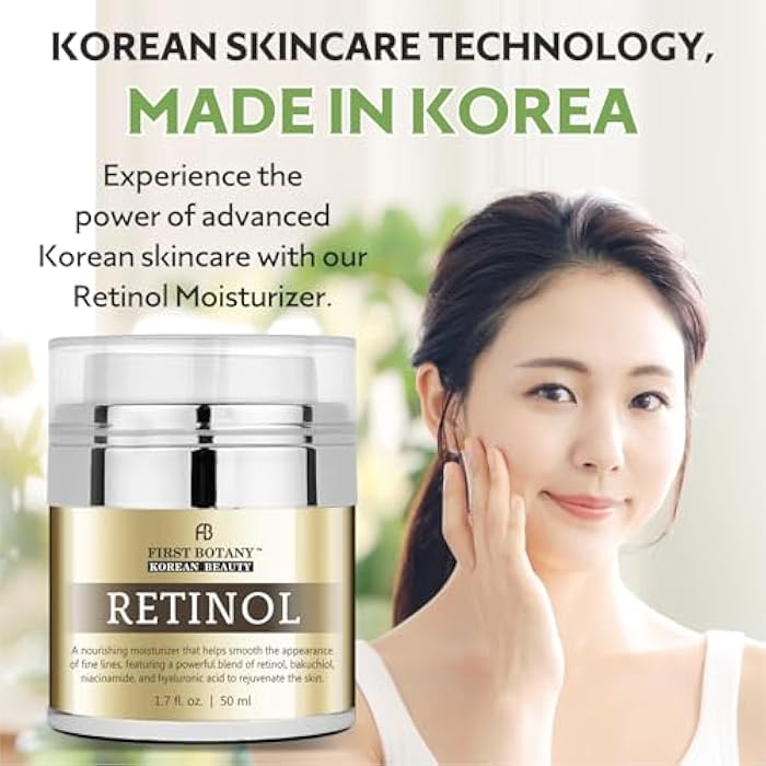 First Botany Korean Retinol Moisturizer Face Cream - Hydrating Anti-Aging Facial & Neck Cream with Bakuchiol, Niacinamide & Hyaluronic Acid - Made in Korea, Cruelty-Free 1.7 Fl Oz - Image 3