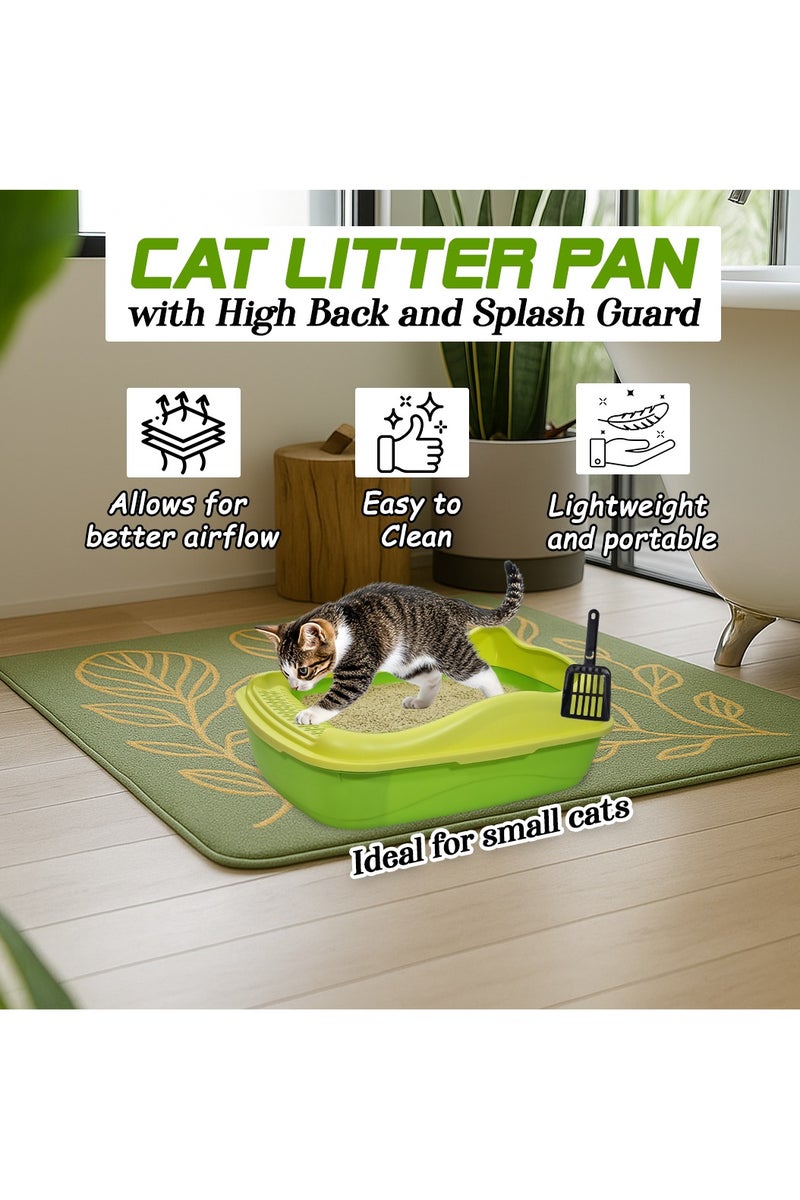 NNC PETS Anti-splash cat litter box with Enclosed design, Easy to clean, Durable plastic material and Removable, 38 cm Cat Litter Pan with Scoop, Portable, High fence, and ideal for small cats (Green) - Image 4
