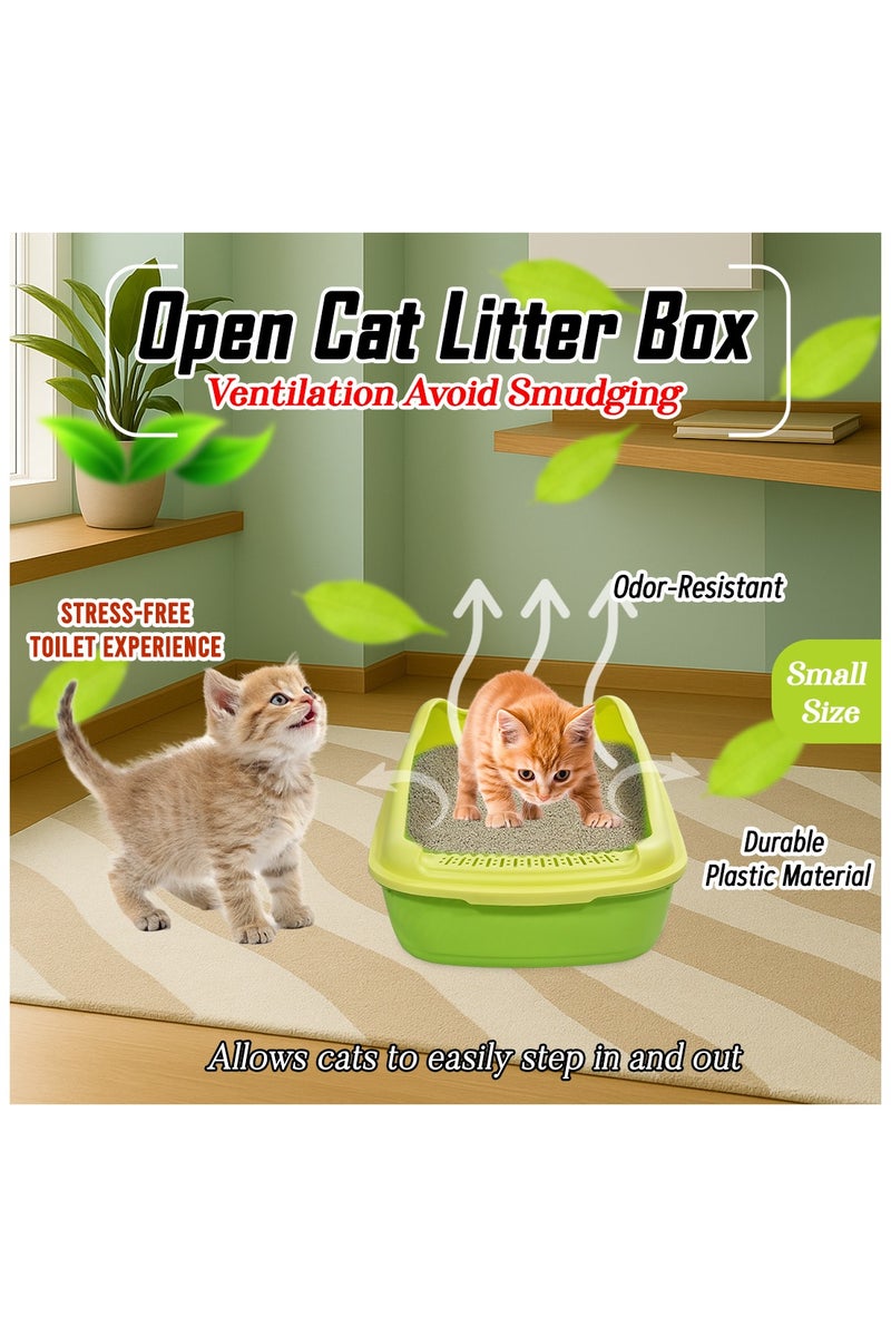 NNC PETS Anti-splash cat litter box with Enclosed design, Easy to clean, Durable plastic material and Removable, 38 cm Cat Litter Pan with Scoop, Portable, High fence, and ideal for small cats (Green) - Image 5