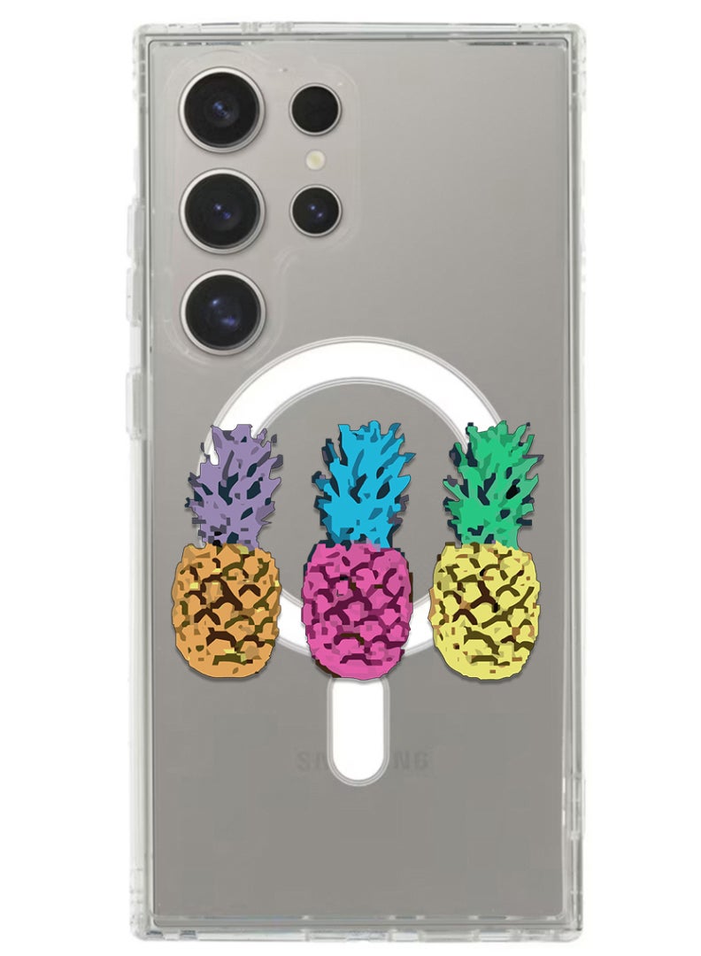 Theodor Magnetic Case for Samsung Galaxy S24 Ultra 6.8-inch Compatible with MagSafe Wireless Charging, Shockproof Phone Bumper Cover pineapple - Image 1