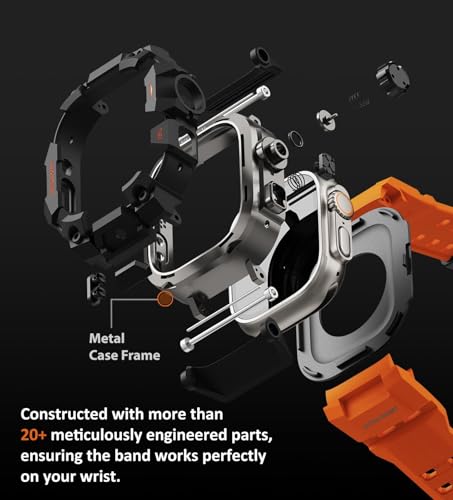 ULTIMAL Rugged Case with Band for Apple Watch 49mm,Compatible with Apple Watch Ultra 3/2/1, Military Grade Shockproof Bumper Cover for iWatch Tactical Band Men (49mm,Orange) - Image 5