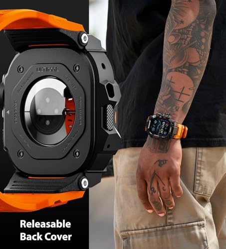 ULTIMAL Rugged Case with Band for Apple Watch 49mm,Compatible with Apple Watch Ultra 3/2/1, Military Grade Shockproof Bumper Cover for iWatch Tactical Band Men (49mm,Orange) - Image 4
