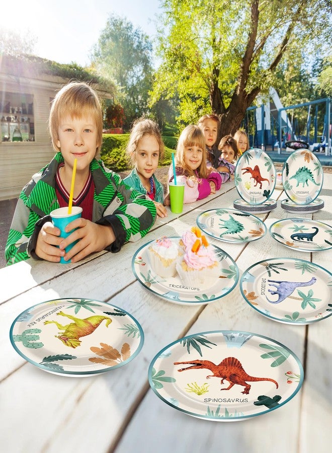 Oitnlaughter 60 PCS Dinosaur Theme Birthday Party Paper Plates Dinosaur Birthday Decorations 7 Inch Dino Design Paper Dessert Plates Colorful Watercolor Dino Plate for Kids Summer Party Baby Shower Supplies - Image 5