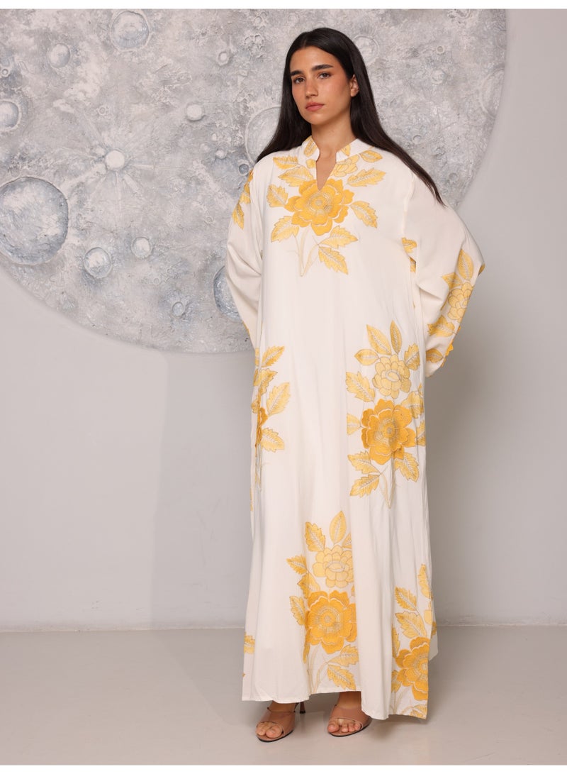 اكسا جلابية بتلات ناعمة IK5017 اصفر - Image 1