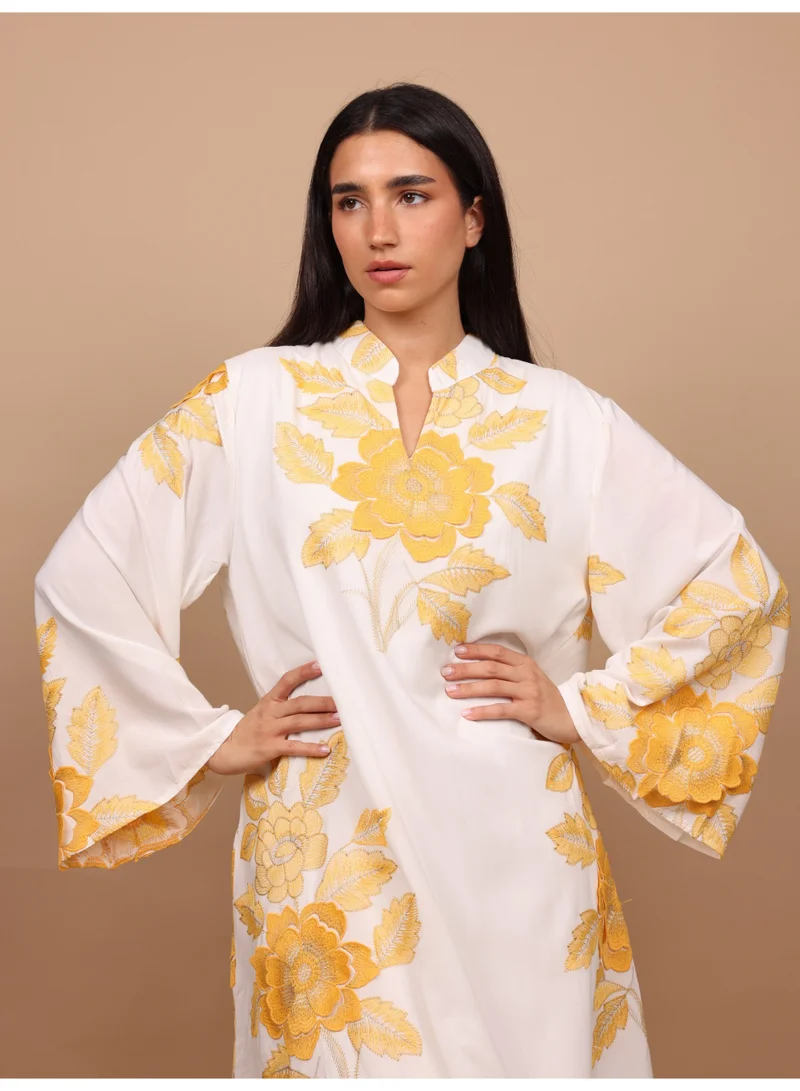 IKKXA Azure Petal Jalabiya IK5017 Yellow