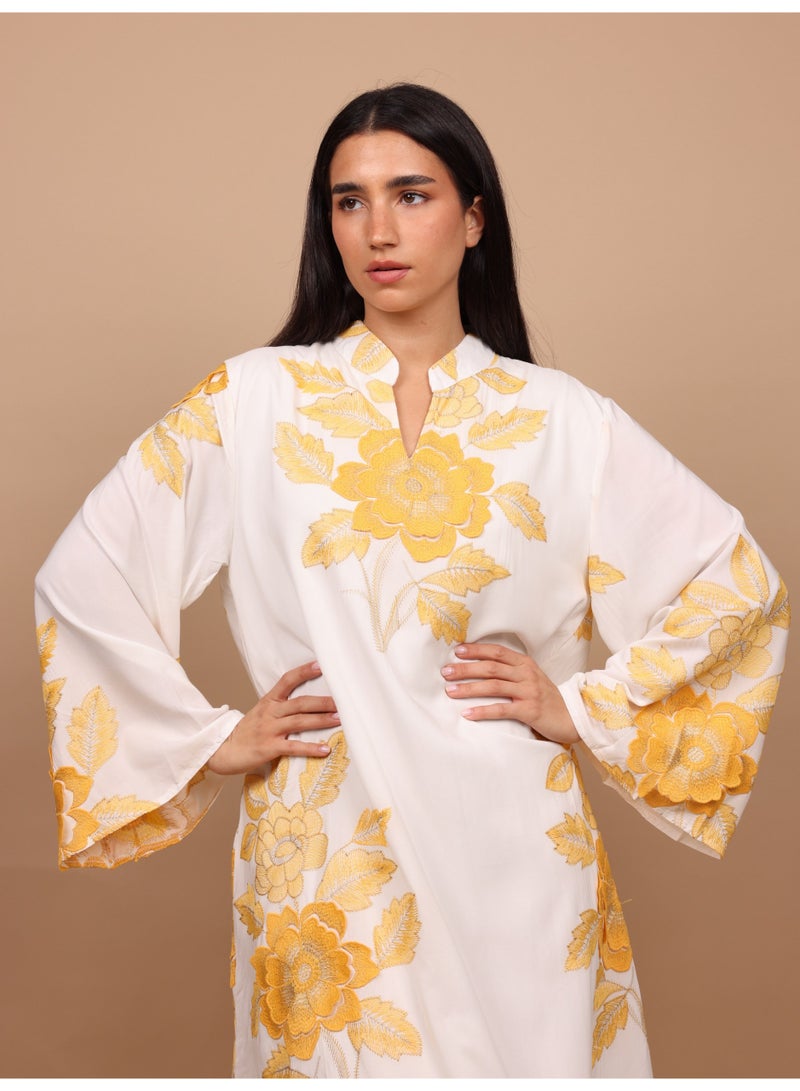 اكسا جلابية بتلات ناعمة IK5017 اصفر - Image 2