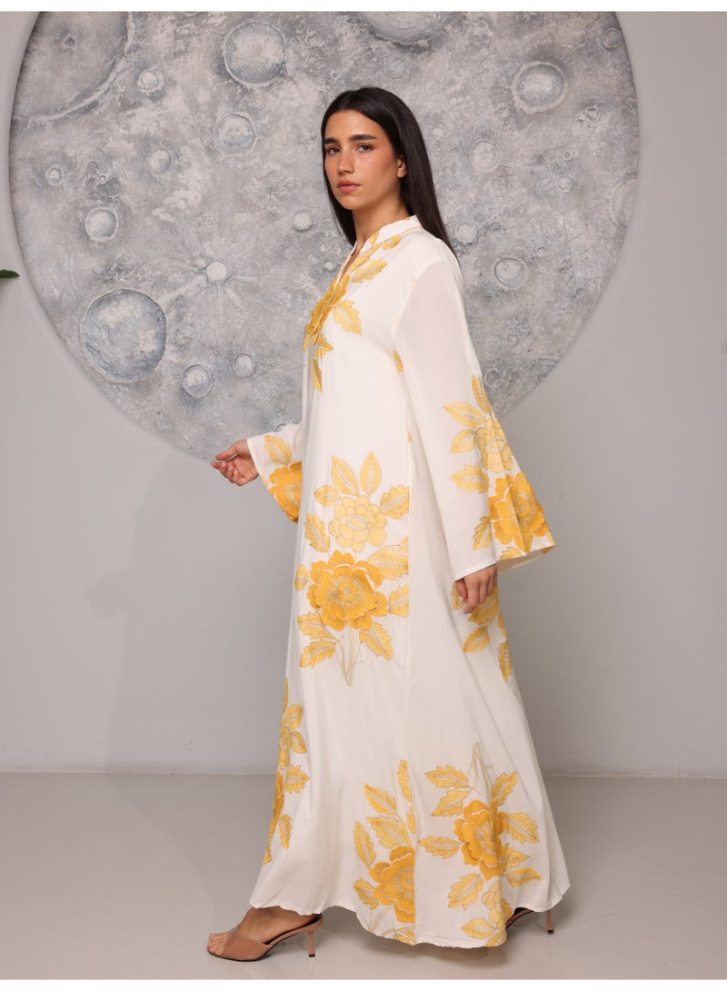 اكسا جلابية بتلات ناعمة IK5017 اصفر - Image 3