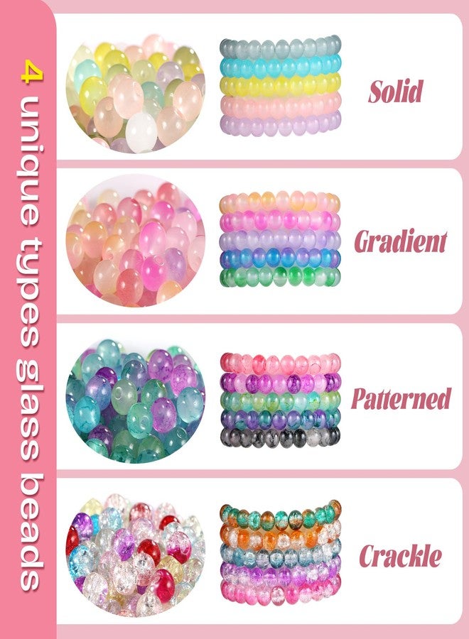 Funtopia 8mm Glass Beads for Jewelry Making, 4 Types 96 Colors Glass Beads Bracelet Making Kit, 2276pcs Round Crystal Beads for Bracelets Necklace Earrings DIY Crafts - Image 5