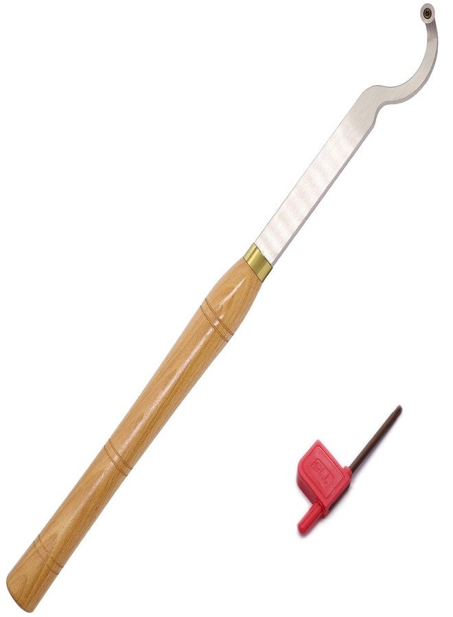 Asieg Tool Swan Neck Hollower Carbide Tipped Wood Turning Tools Bended Lathe Chisel Tool Bar with Ci3 12mm Round Carbide Insert Cutter for Wood Hobbyist or DIY or Carpenter，19.68Inches - Image 1