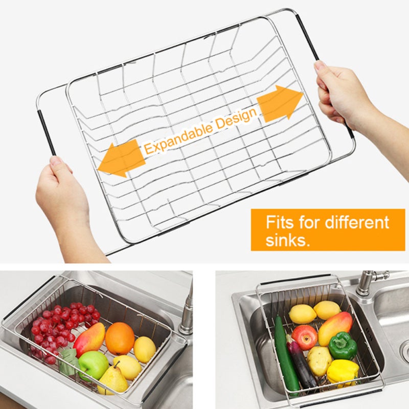 Expandable Stainless Steel Dish Drainer - Rust-Resistant Large Capacity Sink Organizer for Home Kitchen Countertop Or Sink Use - Image 5