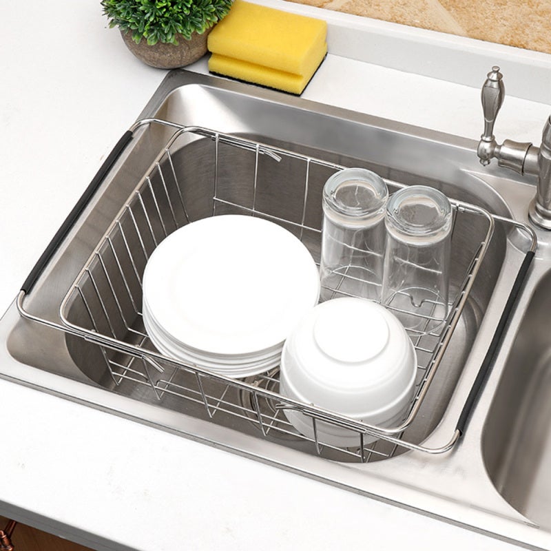 Expandable Stainless Steel Dish Drainer - Rust-Resistant Large Capacity Sink Organizer for Home Kitchen Countertop Or Sink Use - Image 2