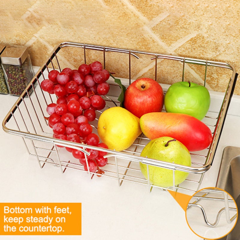 Expandable Stainless Steel Dish Drainer - Rust-Resistant Large Capacity Sink Organizer for Home Kitchen Countertop Or Sink Use - Image 3