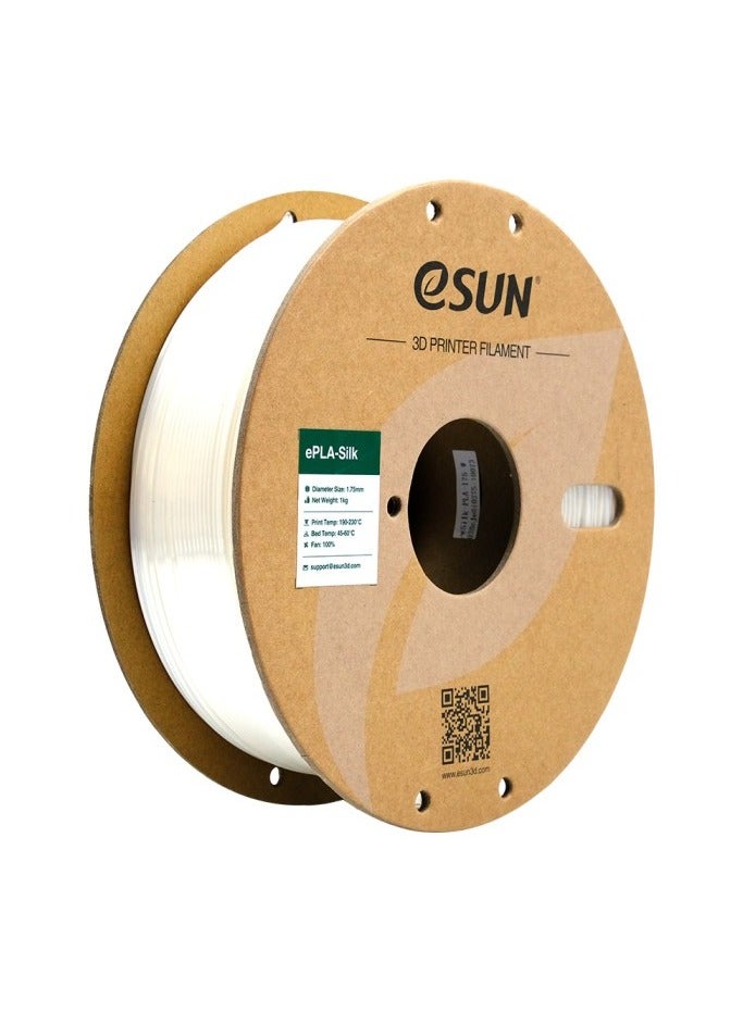 eSUN eSUN eSilk PLA 3D Printer Filament, Dimensional Accuracy +/- 0.05 mm, 1 kg Spool, 1.75 mm, White - Image 1