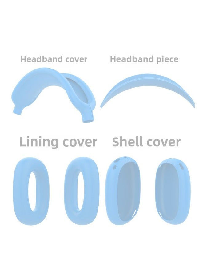 Generic - Suitable For Apple AirPods Max Earphone Case Protective Cover Soft Silicone Bluetooth Headset Protective Case-Color:Light Sky Blue 4-piece Set (shell Cover*1 Pair+head Beam Cover*1+ear Cushion Cover*1 Pair+headband Piece*1)-Applicable Models:Airpods Max/max 0.1kg Shared Protective Case - Image 1