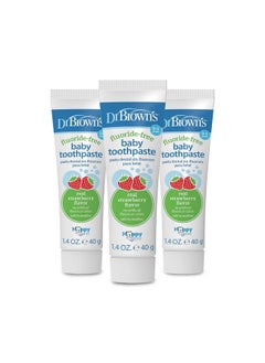 Fluoride-Free Baby Toothpaste, Infant & Toddler Oral Care, Strawberry, 3-Pack, 1.4Oz/40G, 0-3 Years