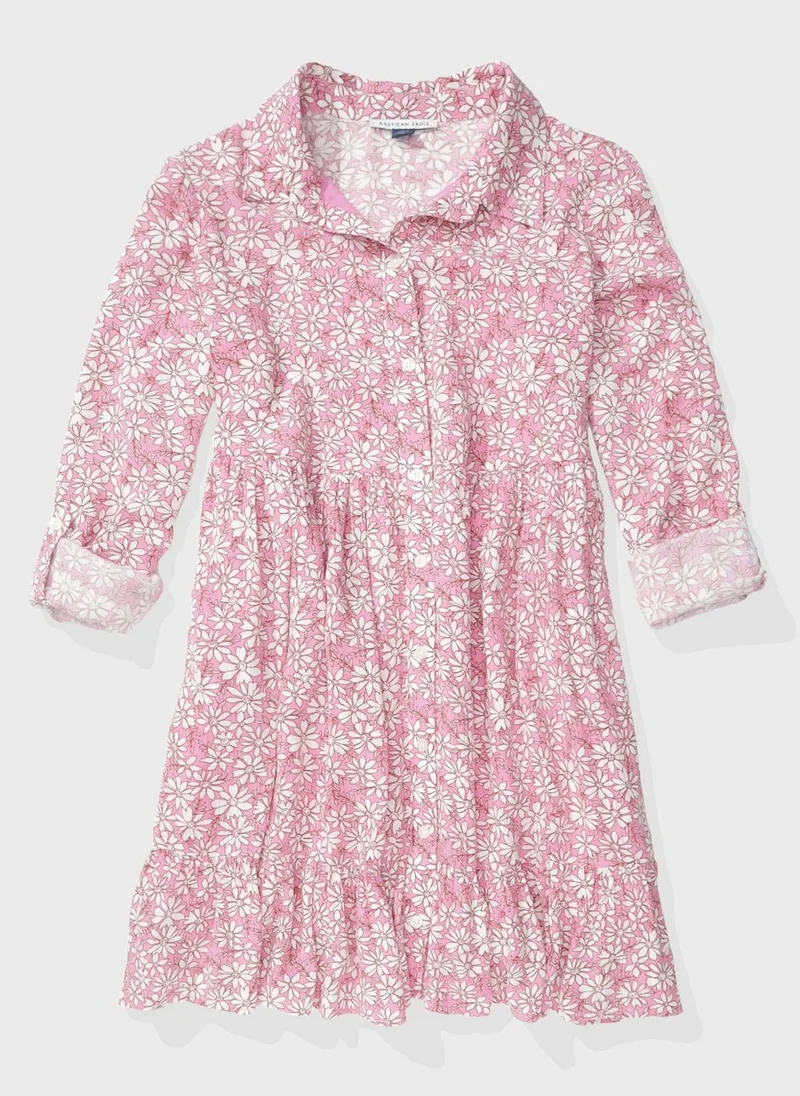 American Eagle Floral Print Shirt Dress