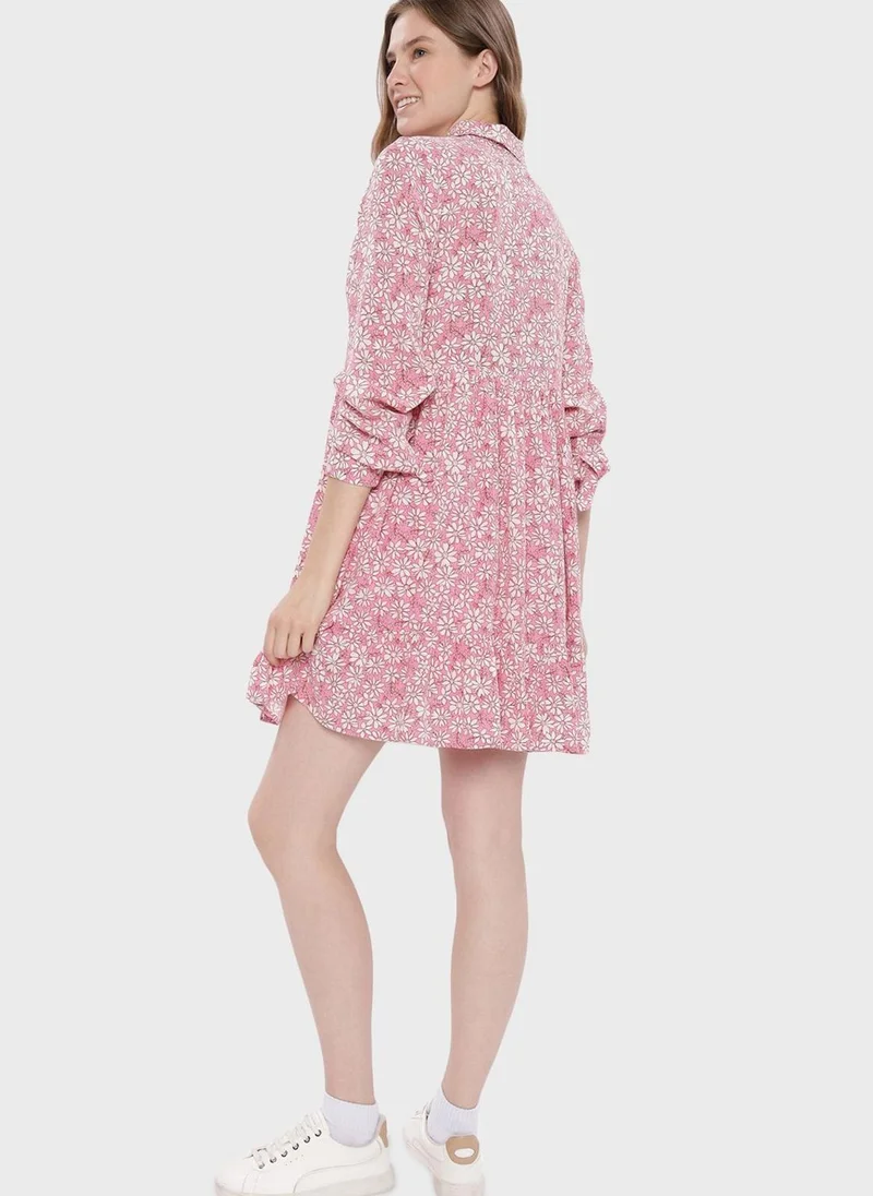 American Eagle Floral Print Shirt Dress