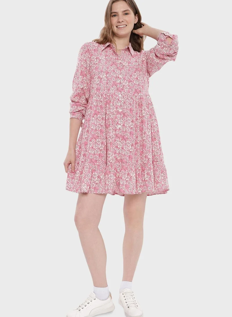 American Eagle Floral Print Shirt Dress