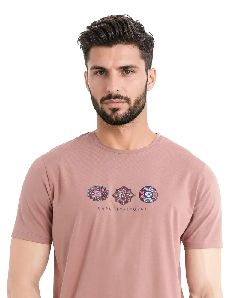 Rare Rabbit Men's Label And Hd Print Regular Fit T-Shirt