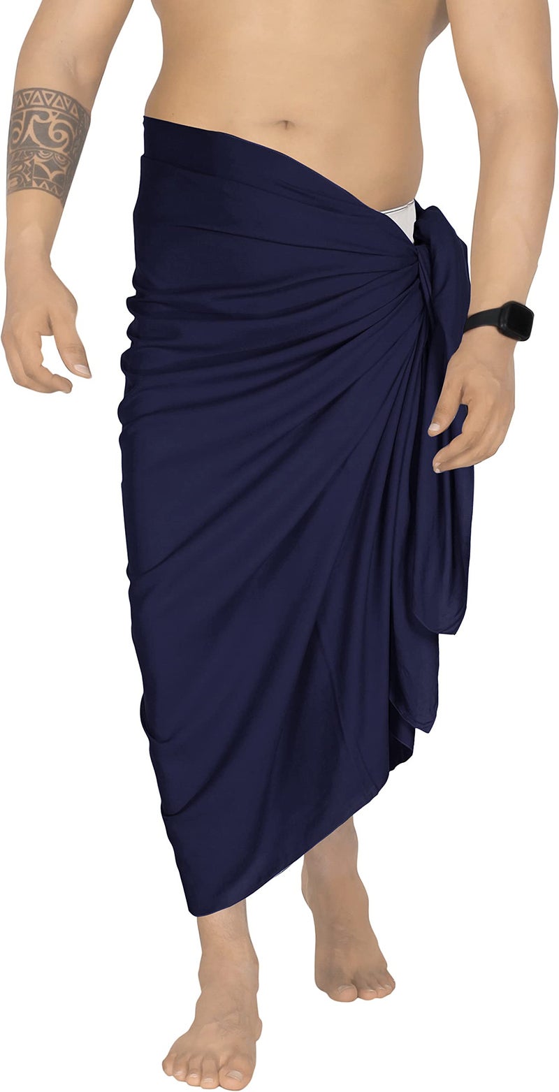 LA LEELA Men's Casual Vacation Pareo Sarong Wrap One Size Cobalt Solid - Image 1