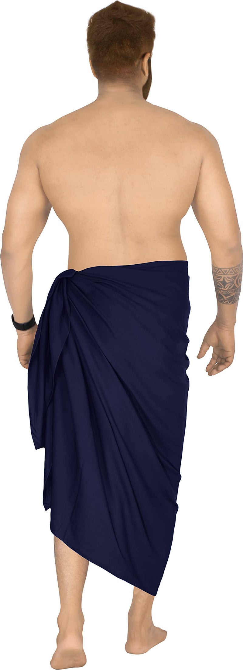 LA LEELA Men's Casual Vacation Pareo Sarong Wrap One Size Cobalt Solid - Image 3
