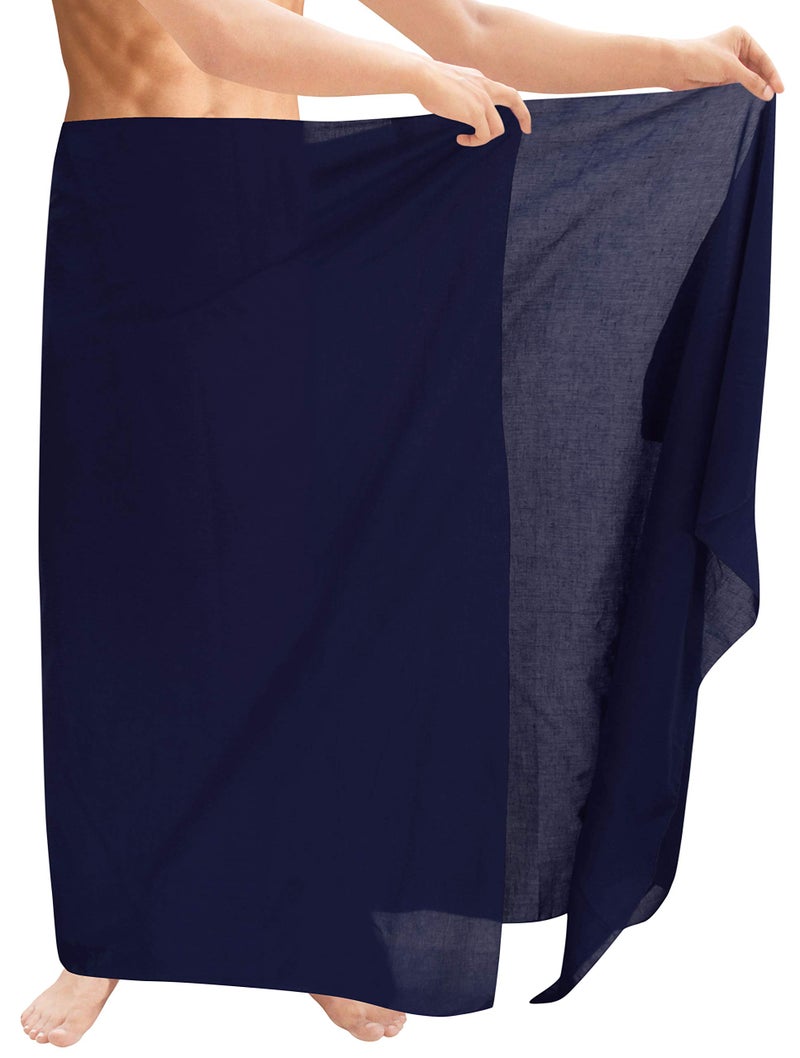 LA LEELA Men's Casual Vacation Pareo Sarong Wrap One Size Cobalt Solid - Image 4