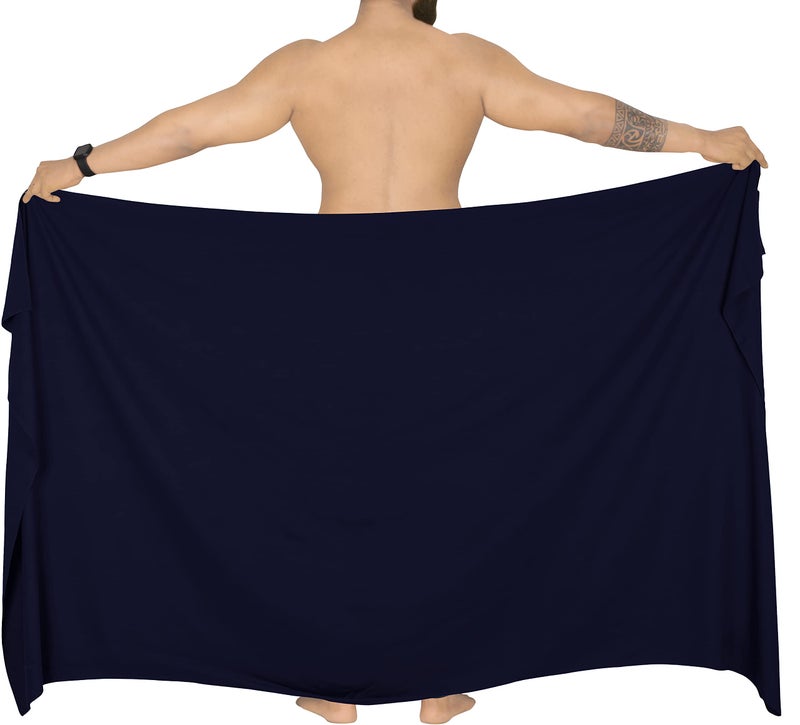 LA LEELA Men's Casual Vacation Pareo Sarong Wrap One Size Cobalt Solid - Image 2