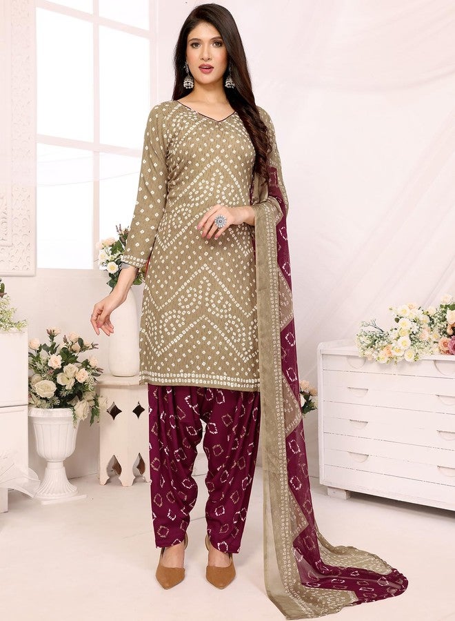 Yashika Women's Crepe Dress Material Set for Women | Unstitched Printed Fabric for Kurta Bottom & Dupatta (YS-HIRAL BANDHANI-KUNDAN PURPLE) - Image 3
