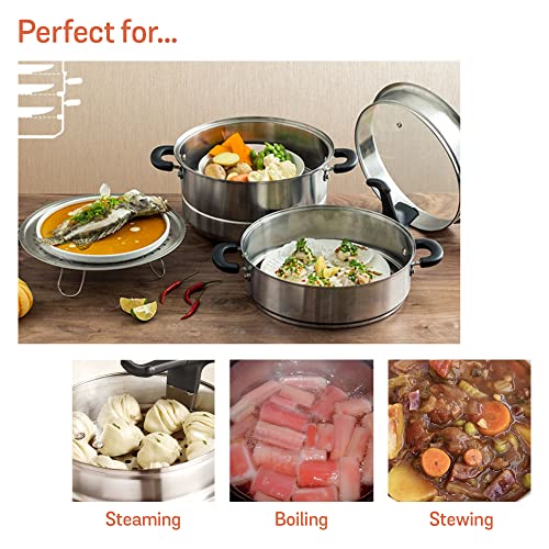 Meyer Stainless Steel 3 Level Multi Steamer for Vegetables Cooking | Idli Maker | Momo Steamer | Multi Cooker Rice Steamer with Induction Base, 28cm/8.5L, Silver - Image 3