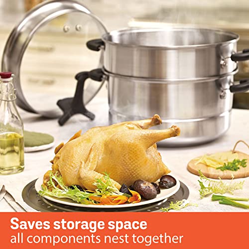 Meyer Stainless Steel 3 Level Multi Steamer for Vegetables Cooking | Idli Maker | Momo Steamer | Multi Cooker Rice Steamer with Induction Base, 28cm/8.5L, Silver - Image 5
