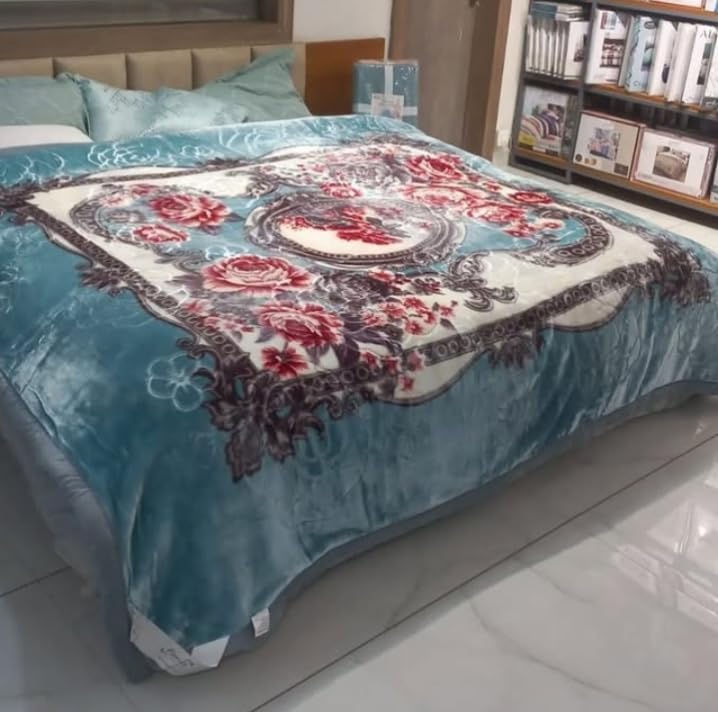 ELSTONE HOME with Device ELSTONE Home Gold Premium 2Ply Double Bed Blanket Heavy Ultra Soft and Warm for Automn Winter with Fancy Bag Special for Diwali Gift and Marriage Purpose 3 