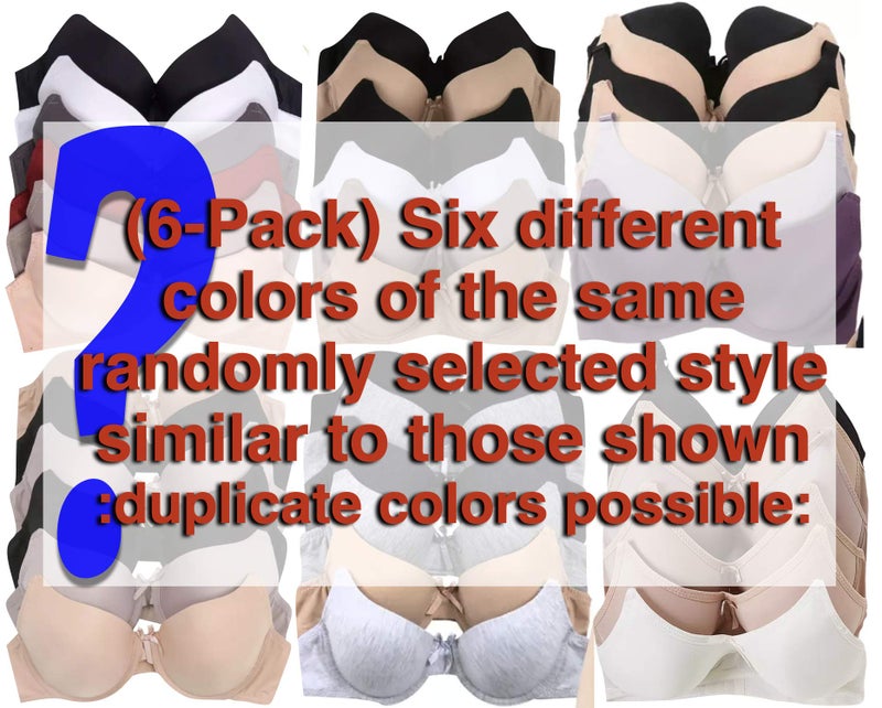 ToBeInStyle Womenâ€™s 6 Pack Random Selection Padded Support Bras - Basics with Underwire - 30A - Image 2