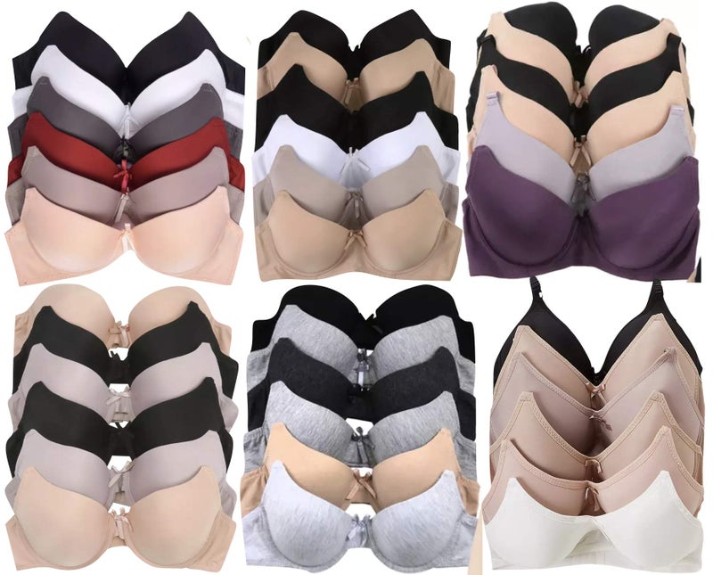 ToBeInStyle Womenâ€™s 6 Pack Random Selection Padded Support Bras - Basics with Underwire - 30A - Image 1